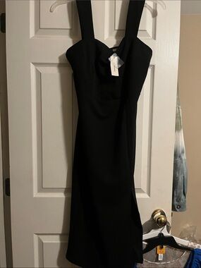 Francesca's Collections Black Square-Neck Midi Dress